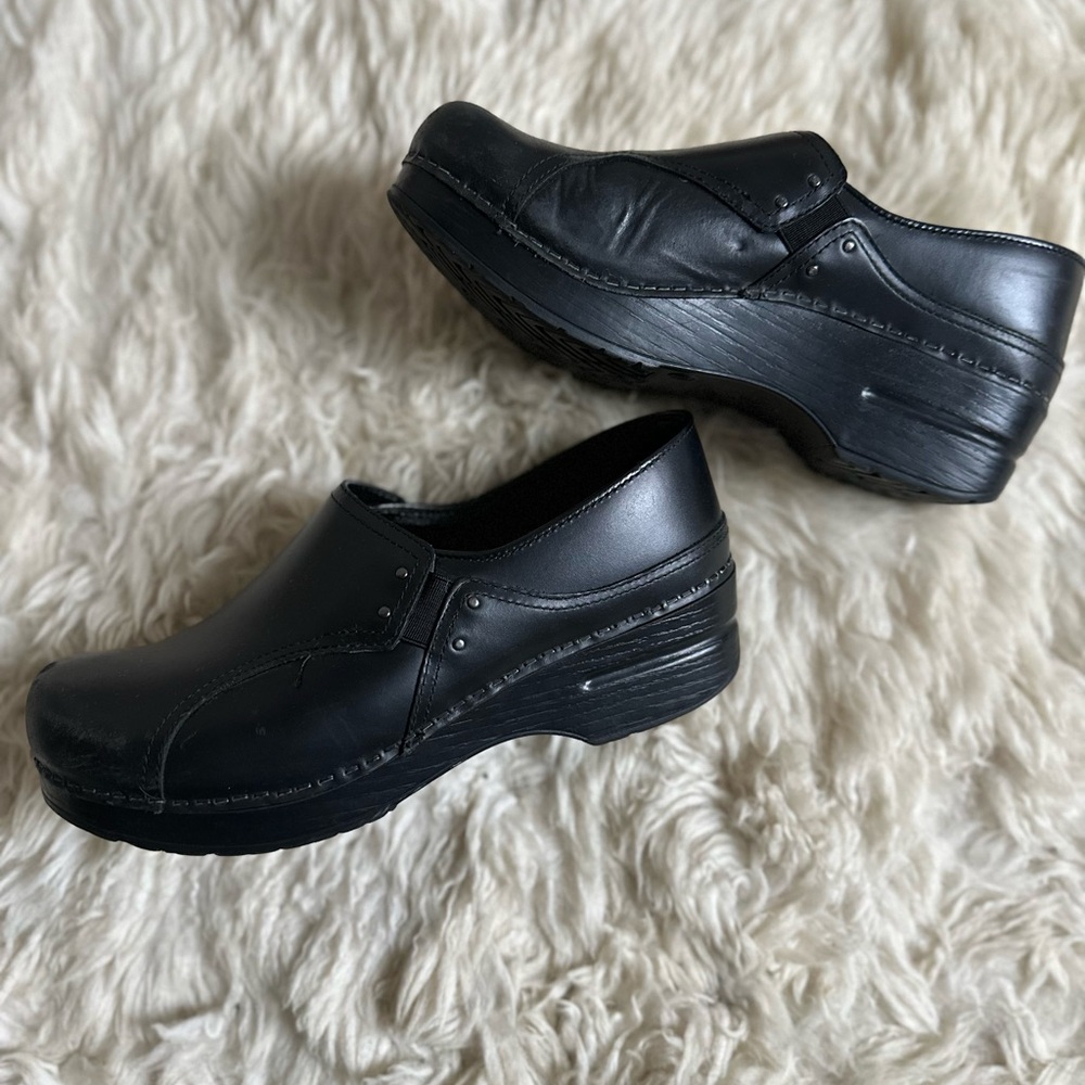 Dansko Black Leather Clogs